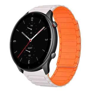 For Amazfit Watch GTR 2e 22mm I-shaped Magnetic Silicone Watch Band(Starlight+Orange)