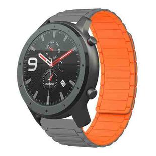 For Amazfit Watch GTR 47mm 22mm I-shaped Magnetic Silicone Watch Band(Gray+Orange)