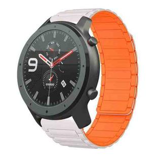 For Amazfit Watch GTR 47mm 22mm I-shaped Magnetic Silicone Watch Band(Starlight+Orange)