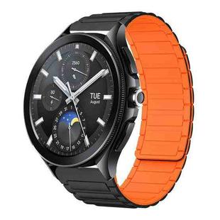 For Xiaomi Watch 2 Pro 22mm I-shaped Magnetic Silicone Watch Band(Black+Orange)