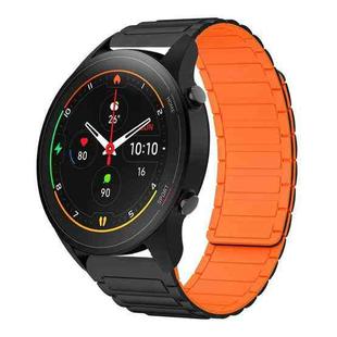 For Xiaomi Watch S1 Pro 22mm I-shaped Magnetic Silicone Watch Band(Black+Orange)