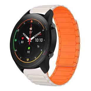 For Xiaomi Watch S1 Pro 22mm I-shaped Magnetic Silicone Watch Band(Starlight+Orange)