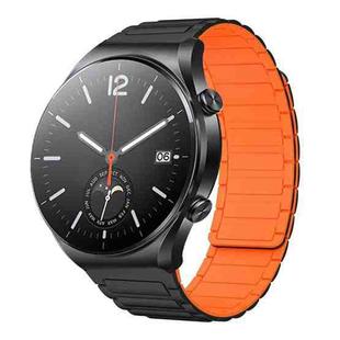 For Xiaomi Watch S1 22mm I-shaped Magnetic Silicone Watch Band(Black+Orange)