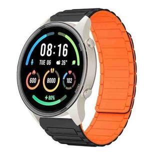 For Xiaomi Watch Sport 22mm I-shaped Magnetic Silicone Watch Band(Black+Orange)