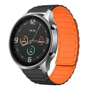 For Xiaomi Watch Color 22mm I-shaped Magnetic Silicone Watch Band(Black+Orange)