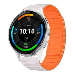 For Garmin Venu 3 22mm I-shaped Magnetic Silicone Watch Band(Starlight+Orange)