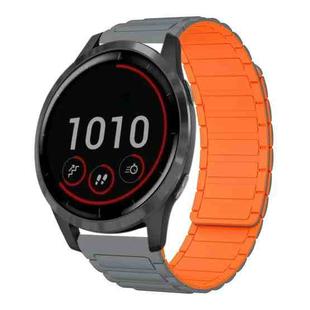 For Garmin Vivoactive 4 22mm I-shaped Magnetic Silicone Watch Band(Gray+Orange)