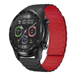 For Ticwatch Pro X 22mm I-shaped Magnetic Silicone Watch Band(Black+Red)