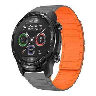 For Ticwatch Pro X 22mm I-shaped Magnetic Silicone Watch Band(Gray+Orange)