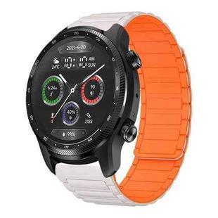 For Ticwatch Pro X 22mm I-shaped Magnetic Silicone Watch Band(Starlight+Orange)