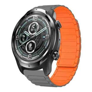 For Ticwatch Pro 3 Lite 22mm I-shaped Magnetic Silicone Watch Band(Gray+Orange)