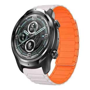 For Ticwatch Pro 3 Lite 22mm I-shaped Magnetic Silicone Watch Band(Starlight+Orange)