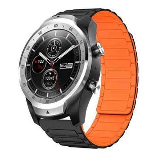 For Ticwatch Pro 2020 22mm I-shaped Magnetic Silicone Watch Band(Black+Orange)