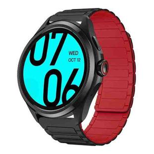 For Ticwatch Pro 2021 22mm I-shaped Magnetic Silicone Watch Band(Black+Red)