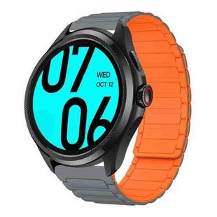 For Ticwatch Pro 2021 22mm I-shaped Magnetic Silicone Watch Band(Gray+Orange)