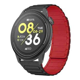 For COROS Pace 3 22mm I-shaped Magnetic Silicone Watch Band(Black+Red)