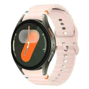 For Samsung Galaxy Watch 7 40 / 44mm Wave Pattern Stitched Silicone Watch Band(Pink)