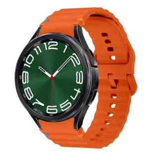 For Samsung Galaxy Watch 6 Classic Wave Pattern Stitched Silicone Watch Band(Orange)