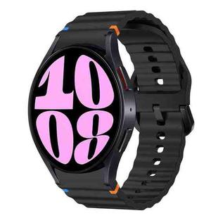 For Samsung Galaxy Watch 6 40 / 44mm Wave Pattern Stitched Silicone Watch Band(Black)