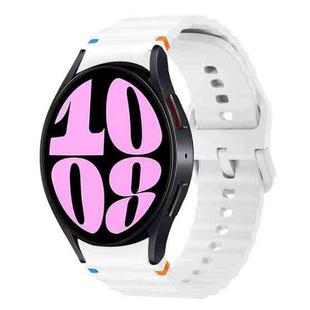 For Samsung Galaxy Watch 6 40 / 44mm Wave Pattern Stitched Silicone Watch Band(White)