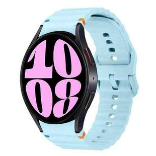 For Samsung Galaxy Watch 6 40 / 44mm Wave Pattern Stitched Silicone Watch Band(Light Blue)