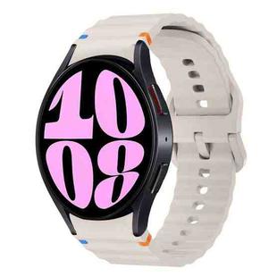 For Samsung Galaxy Watch 6 40 / 44mm Wave Pattern Stitched Silicone Watch Band(Starlight)