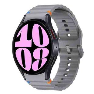 For Samsung Galaxy Watch 6 40 / 44mm Wave Pattern Stitched Silicone Watch Band(Dark Gray)