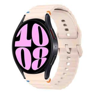 For Samsung Galaxy Watch 6 40 / 44mm Wave Pattern Stitched Silicone Watch Band(Pink)