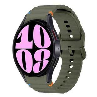 For Samsung Galaxy Watch 6 40 / 44mm Wave Pattern Stitched Silicone Watch Band(Army Green)