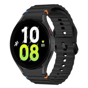 For Samsung Galaxy Watch 5 40 / 44mm Wave Pattern Stitched Silicone Watch Band(Black)