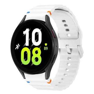 For Samsung Galaxy Watch 5 40 / 44mm Wave Pattern Stitched Silicone Watch Band(White)