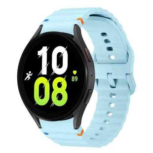 For Samsung Galaxy Watch 5 40 / 44mm Wave Pattern Stitched Silicone Watch Band(Light Blue)