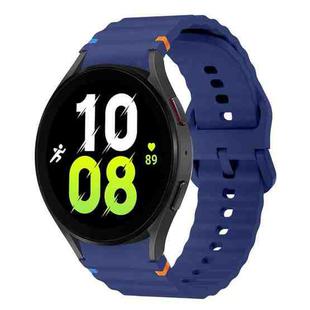 For Samsung Galaxy Watch 5 40 / 44mm Wave Pattern Stitched Silicone Watch Band(Dark Blue)