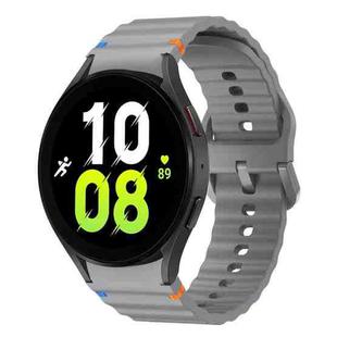 For Samsung Galaxy Watch 5 40 / 44mm Wave Pattern Stitched Silicone Watch Band(Dark Gray)