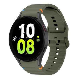 For Samsung Galaxy Watch 5 40 / 44mm Wave Pattern Stitched Silicone Watch Band(Army Green)