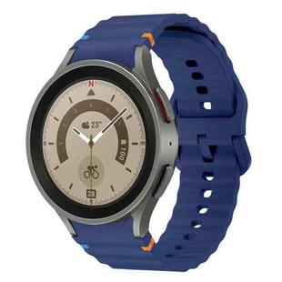 For Samsung Galaxy Watch 5 Pro Wave Pattern Stitched Silicone Watch Band(Dark Blue)