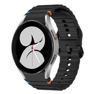 For Samsung Galaxy Watch 4 40 / 44mm Wave Pattern Stitched Silicone Watch Band(Black)