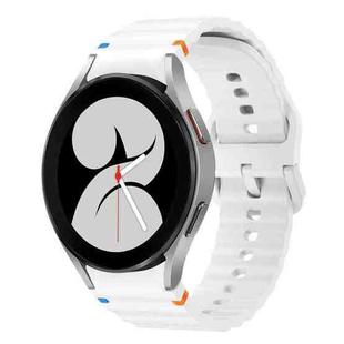 For Samsung Galaxy Watch 4 40 / 44mm Wave Pattern Stitched Silicone Watch Band(White)