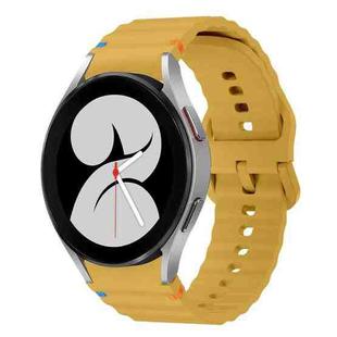 For Samsung Galaxy Watch 4 40 / 44mm Wave Pattern Stitched Silicone Watch Band(Yellow)