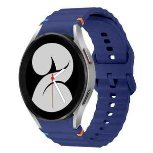 For Samsung Galaxy Watch 4 40 / 44mm Wave Pattern Stitched Silicone Watch Band(Dark Blue)