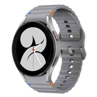 For Samsung Galaxy Watch 4 40 / 44mm Wave Pattern Stitched Silicone Watch Band(Dark Gray)