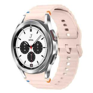 For Samsung Galaxy Watch 4 Classic 42 / 46mm Wave Pattern Stitched Silicone Watch Band(Pink)