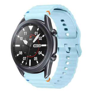 For Samsung Galaxy Watch3 41mm Wave Pattern Stitched Silicone Watch Band(Light Blue)