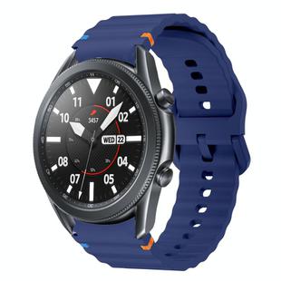 For Samsung Galaxy Watch3 41mm Wave Pattern Stitched Silicone Watch Band(Dark Blue)