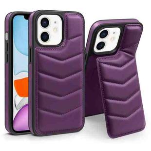 For iPhone 11 Down Jacket Card Bag Holder MagSafe Phone Case(Purple)