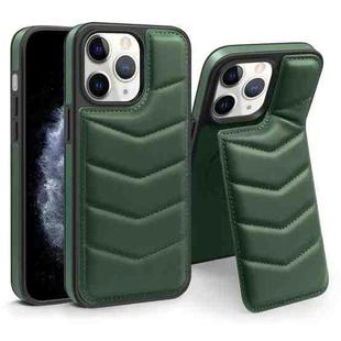 For iPhone 11 Pro Max Down Jacket Card Bag Holder MagSafe Phone Case(Dark Green)