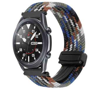 For Samsung Galaxy Watch 3 45mm 22mm Magnetic Buckle Braided Watch Band(Denim Colorful)