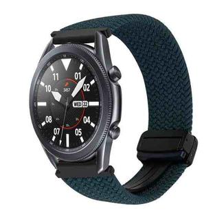 For Samsung Galaxy Watch 3 45mm 22mm Magnetic Buckle Braided Watch Band(Forest Green)