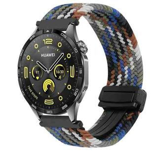 For Huawei Watch GT4 46mm 22mm Magnetic Buckle Braided Watch Band(Denim Colorful)