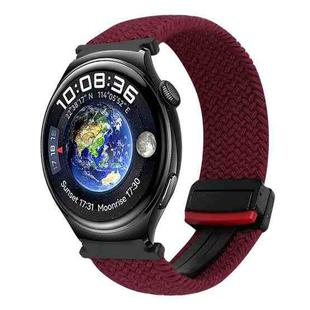 For Huawei Watch 4 22mm Magnetic Buckle Braided Watch Band(Black Sand Red)